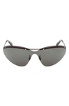 Moncler Carrion Shield Sunglasses In Silver Green / Green