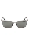 Moncler Niveler 67mm Oversize Rectangular Sunglasses In Silver Green / Green