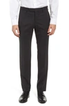 Zanella Parker Flat Front Wool Trousers In Charcoal
