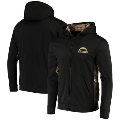 Dunbrooke Men's  Black, Realtree Camo Los Angeles Chargers Decoy Tech Fleece Full-zip Hoodie In Black,realtree Camo