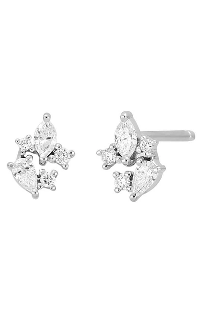 Bony Levy Getty Floral Diamond Stud Earrings In 18k White Gold