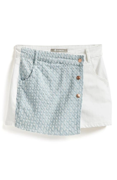 Tractr Tween Embroidered Eyelet Hem Stretch Denim Skort - Dark Indigo main image 0