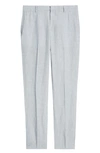 Nordstrom Trim Fit Linen Trousers In Grey Silk