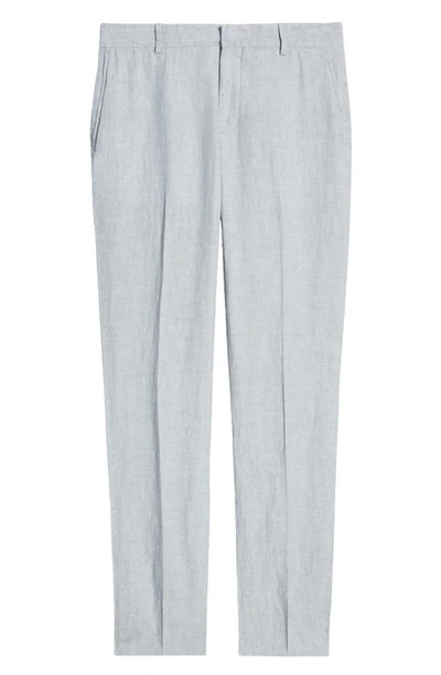 Nordstrom Trim Fit Linen Trousers In Grey Silk
