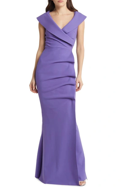 Chiara Boni La Petite Robe Norc Portrait Collar Mermaid Gown In Dark Lavender