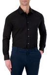 Report Collection 4x Stretch Slim Fit Check Dress Shirt In 09 Black