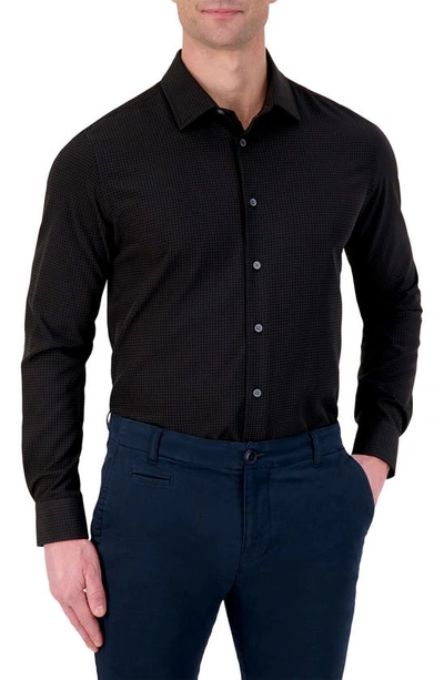 Report Collection 4x Stretch Slim Fit Check Dress Shirt In 09 Black