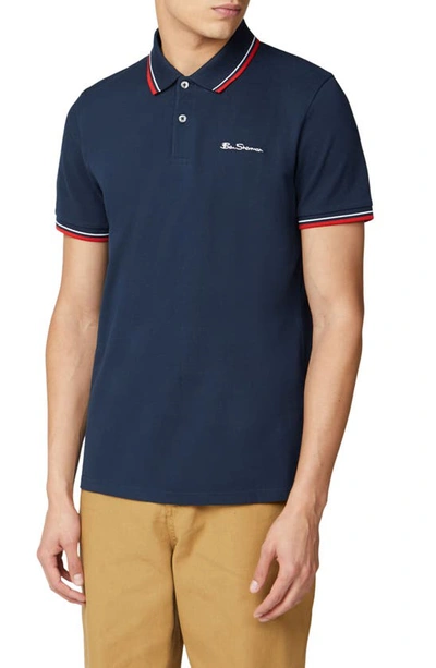 Ben Sherman Signature Organic Cotton Polo Shirt Top In Dark Navy, Men's At Urban Outfitters In Dark Navy
