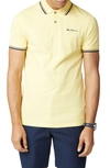 Ben Sherman Signature Tipped Organic Cotton Piqué Polo Shirt In Lemon