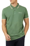 Ben Sherman Signature Tipped Organic Cotton Piqué Polo Shirt In Fern Green