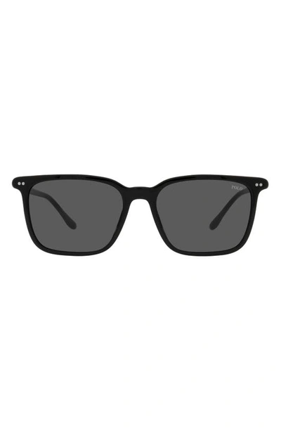 Polo Ralph Lauren 56mm Square Sunglasses In Shiny Black