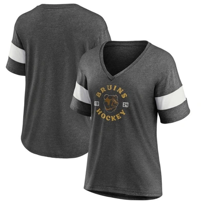 Fanatics Branded Heather Charcoal Boston Bruins Special Edition 2.0 Ring The Alarm V-neck T-shirt
