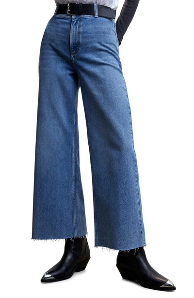Mango High Waist Culotte Jeans In Medium Blue