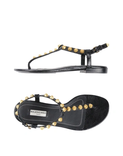 Balenciaga Toe Strap Sandals In Black