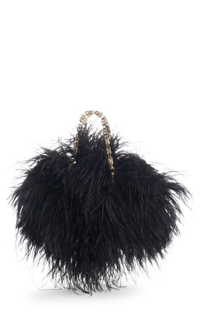 Givenchy Kenny Silk & Feather Handbag In Black