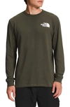 The North Face Nse Box Logo Graphic Tee In Taupe Green/ Olive Camo