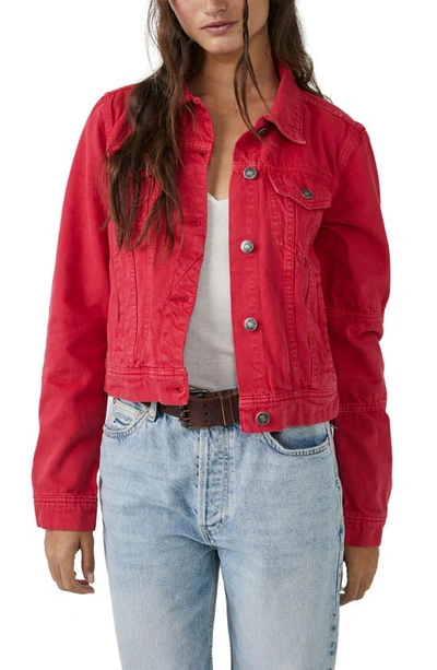 Free People We The Free Rumors Denim Jacket In Strawberry Spritz