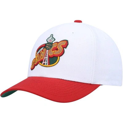 Mitchell & Ness Men's  White, Red Seattle Supersonics Hardwood Classics Core 2-tone 2.0 Pro Snapback In White,red