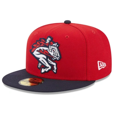 New Era Red Binghamton Rumble Ponies Authentic Collection Alternate Logo 59fifty Fitted Hat