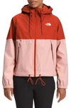 The North Face Antora Waterproof Rain Jacket In Rusted Bronze/ Pink Moss