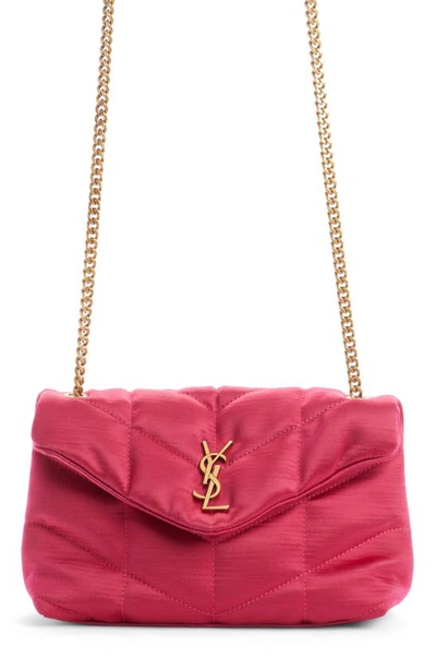 Saint Laurent Toy Loulou Puffer Quilted Satin Shoulder Bag In Guava Pink