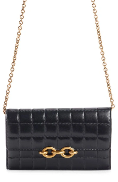 Saint Laurent Le Maillon Leather Wallet On A Chain In Nero