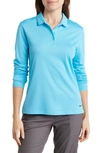 Nike Victory Dri-fit Long Sleeve Golf Polo In Baltic Blue/ Black
