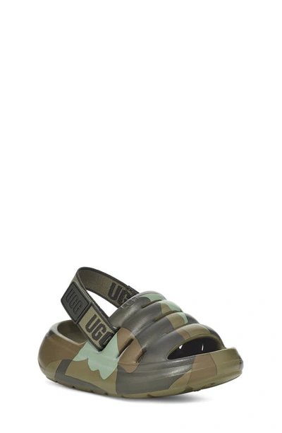 Ugg Kids' Sport Yeah Camo Slingback Sandal In Moss Green