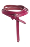 Isabel Marant Lonny Knot Detail Wrapaound Leather Belt In Orchid