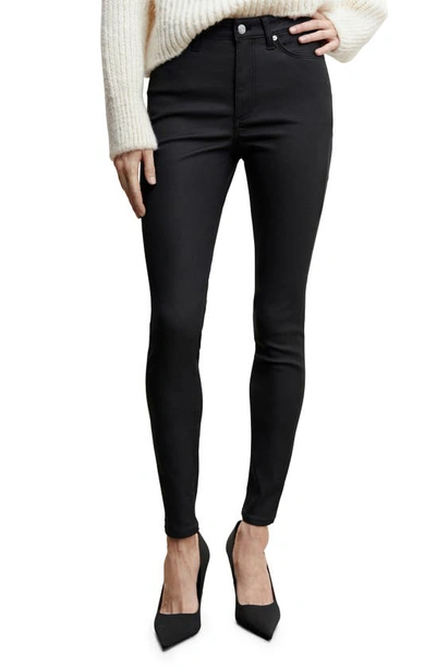 Mango Coated Skinny Jeans In Black