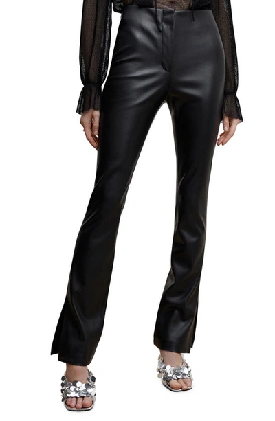 Mango Faux Leather Pants In Black