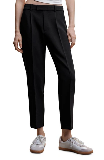 Mango Pleated Straight Leg Trousers In Black