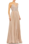 Mac Duggal Sparkle A-line Gown In Rose Gold