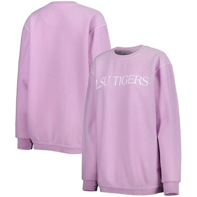 Pressbox Purple Lsu Tigers Comfy Cord Bar Print Pullover Sweatshirt