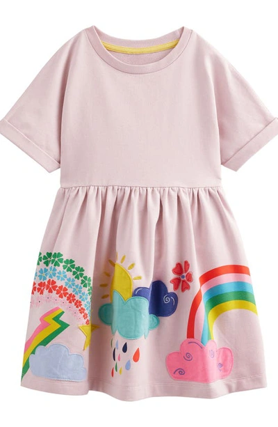 Boden Babies' Kids' Appliqué Cotton Blend Sweatshirt Dress In French Pink Weather