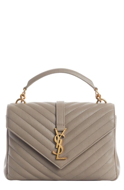 Saint Laurent Medium College Shoulder Bag In Greyish Brown