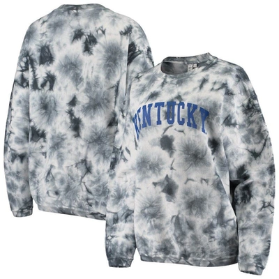 Chicka-d White/charcoal Kentucky Wildcats Tie Dye Corded Pullover Sweatshirt