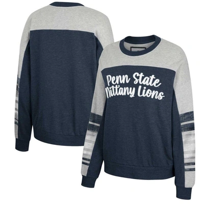 Colosseum Navy/heather Gray Penn State Nittany Lions Baby Talk Pullover Sweatshirt