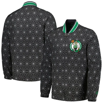 Starter Black Boston Celtics In-field Play Fashion Satin Full-zip Varsity Jacket