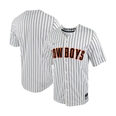 Nike White/black Oklahoma State Cowboys Pinstripe Replica Full-button Baseball Jersey