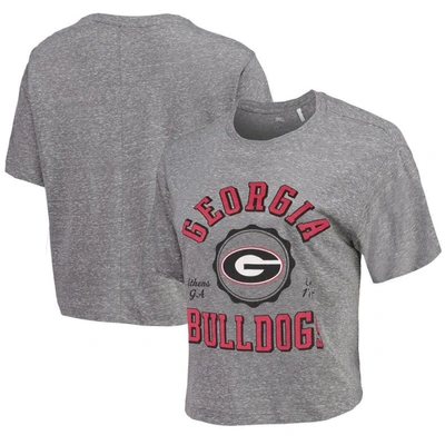 Pressbox Gray Georgia Bulldogs Bishop Tri-blend Knobi Crop T-shirt