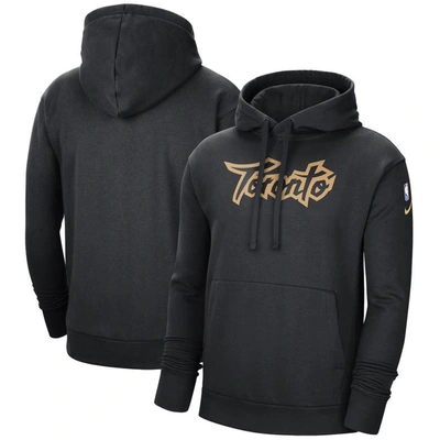 Nike Men's  Black Toronto Raptors 2021/22 City Edition Essential Logo Pullover Hoodie In Yellow/black