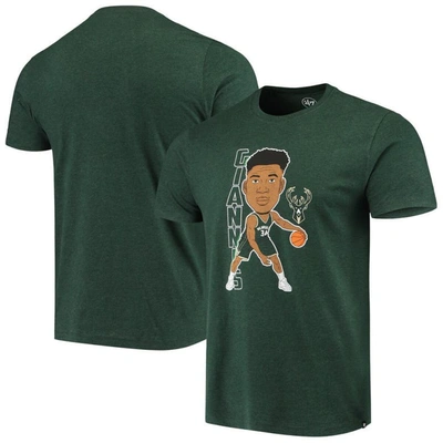 47 ' Giannis Antetokounmpo Heathered Hunter Green Milwaukee Bucks Bobblehead T-shirt