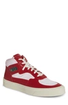 Rhude Cabriolet Mid Top Leather Sneaker In Red/ White 0129