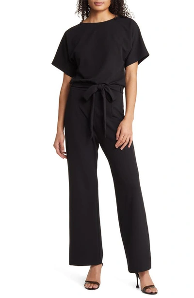 Nikki Lund Alexandra Tie Waist Jumpsuit In Black