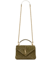 Saint Laurent Medium College Suede Shoulder Bag In Green