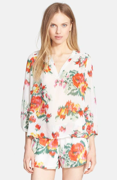 Joie 'axcel' Floral Print Silk Blouse In Neutral