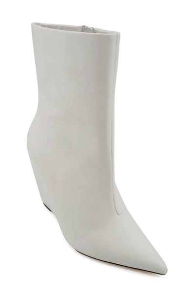Zigi Germany Pointed Toe Wedge Bootie In White Leather