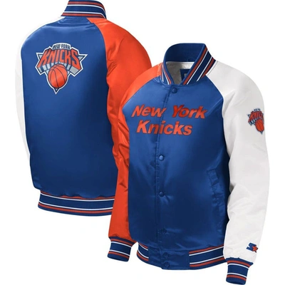 Starter Kids' Youth  Royal New York Knicks Raglan Full-snap Varsity Jacket