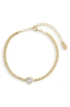 Shymi Fancy Shape Cubic Zirconia Curb Chain Bracelet In Gold/ White/heart
